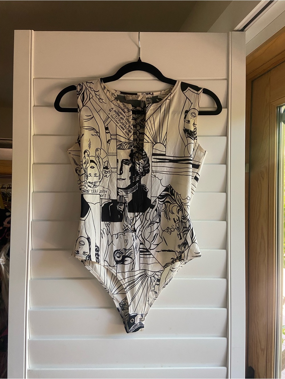 Graphic Black & White Print Sleeveless Bodysuit